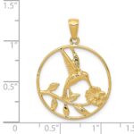 14K Hummingbird in Round Frame Pendant - Image 3