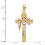 14K Tri-color Large Draped INRI Crucifix Pendant - Image 3