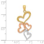 14K with Rose and White Rhodium Tumbling Hearts Pendant - Image 3