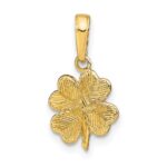 14k Polished and Textured 4-Leaf Clover Pendant