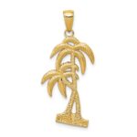 14K Polished and Textured Palm Trees Pendant