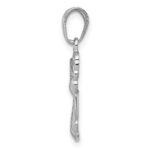 14K White Gold Polished and Textured Guardian Angel with Heart Pendant - Image 2