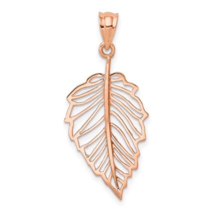 14K Rose Gold Polished Leaf Pendant
