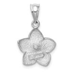 14K White Gold Satin Diamond-cut Plumeria Pendant - Image 3
