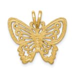 14K Brushed and  Diamond-cut Butterfly Pendant - Image 3