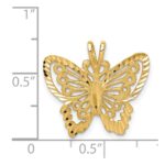 14K Brushed and  Diamond-cut Butterfly Pendant - Image 4