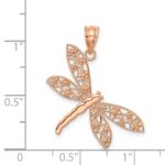 14K Rose Gold Filigree Dragonfly Pendant - Image 4