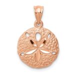 14K Rose Gold Brushed Diamond-cut Sand Dollar Pendant
