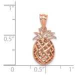 14K Rose Gold Polished and Diamond-cut 3-D Pineapple Pendant - Image 4
