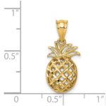 14K Polished and Diamond-cut 3-D Pineapple Pendant - Image 4