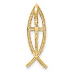 14K Polished Ichthus Cross Fish Chain Slide - Image 3