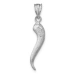 14K White Brushed 3-D Italian Horn Pendant - Image 3