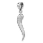 14K White Brushed 3-D Italian Horn Pendant - Image 5