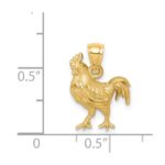 14k Satin Diamond-cut Rooster Pendant - Image 3