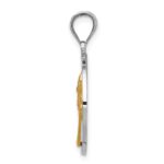 14K Two-tone Sun and Palm Tree in Circle Pendant - Image 2