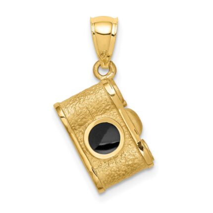 14K Brushed Polished and Enameled Camera Pendant