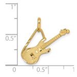 14K Brushed and Diamond-cut Electric Guitar Pendant - Image 4