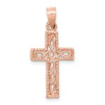 14K Rose Gold Polished Braided Cross Pendant - Image 3