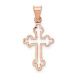 14K Rose Gold Polished Budded Cross Pendant