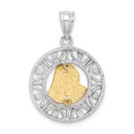 14K Two-tone Brushed and Polished Diamond-cut Virgin Mary Pendant - Image 3