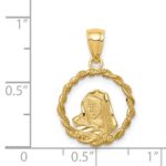 14K Brushed and  Polished Diamond-cut Virgin Mary Pendant - Image 4