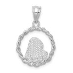14K White Gold Brushed and Polished Diamond-cut Virgin Mary Pendant - Image 3