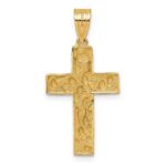 14K Polished Textured Nugget Style Cross Pendant - Image 3