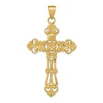 14k Fleur De Lis Large Cross Pendant