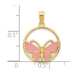 14k Pink Epoxy Butterfly Pendant - Image 3