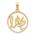 14k Polished LOVE in Circle Charm