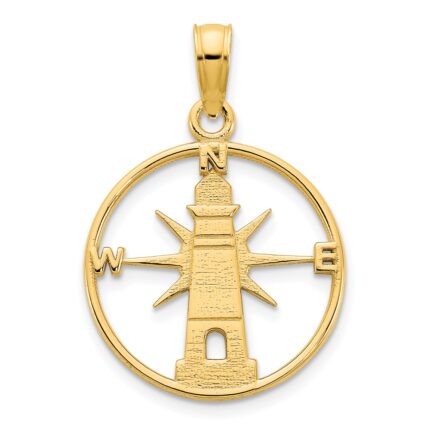 14k Lighthouse in Circle Charm