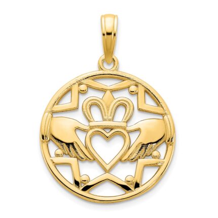 14k Claddagh Circle Pendant
