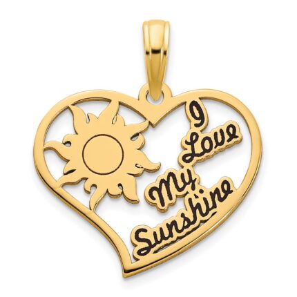 14k Epoxy I LOVE MY SUNSHINE Heart Pendant