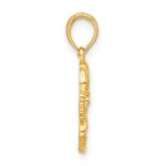 14k Polished Floral with Bird Circle Pendant - Image 2