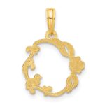14k Polished Floral with Bird Circle Pendant - Image 3
