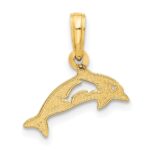 14k Polished Dolphin with Cut-out Baby Dolphin Pendant - Image 3