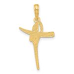 14k Polished Floral Cross Pendant - Image 3