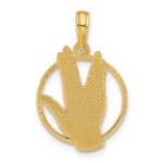 14K Polished Live Long and Prosper Hand Gesture in Circle Charm - Image 3