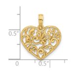 14K Polished Fancy Swirl Filigree Heart Charm - Image 3