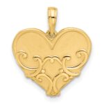 14K Polished and Brushed Fancy Scrolled Heart Charm