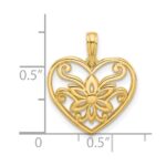 14K Polished Fancy Flower and Heart Charm - Image 3