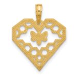14K Polished Fancy Heart and Bee Honeycomb Charm - Image 4