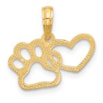 14K Polished Cut-out Heart and Paw Print Charm - Image 4