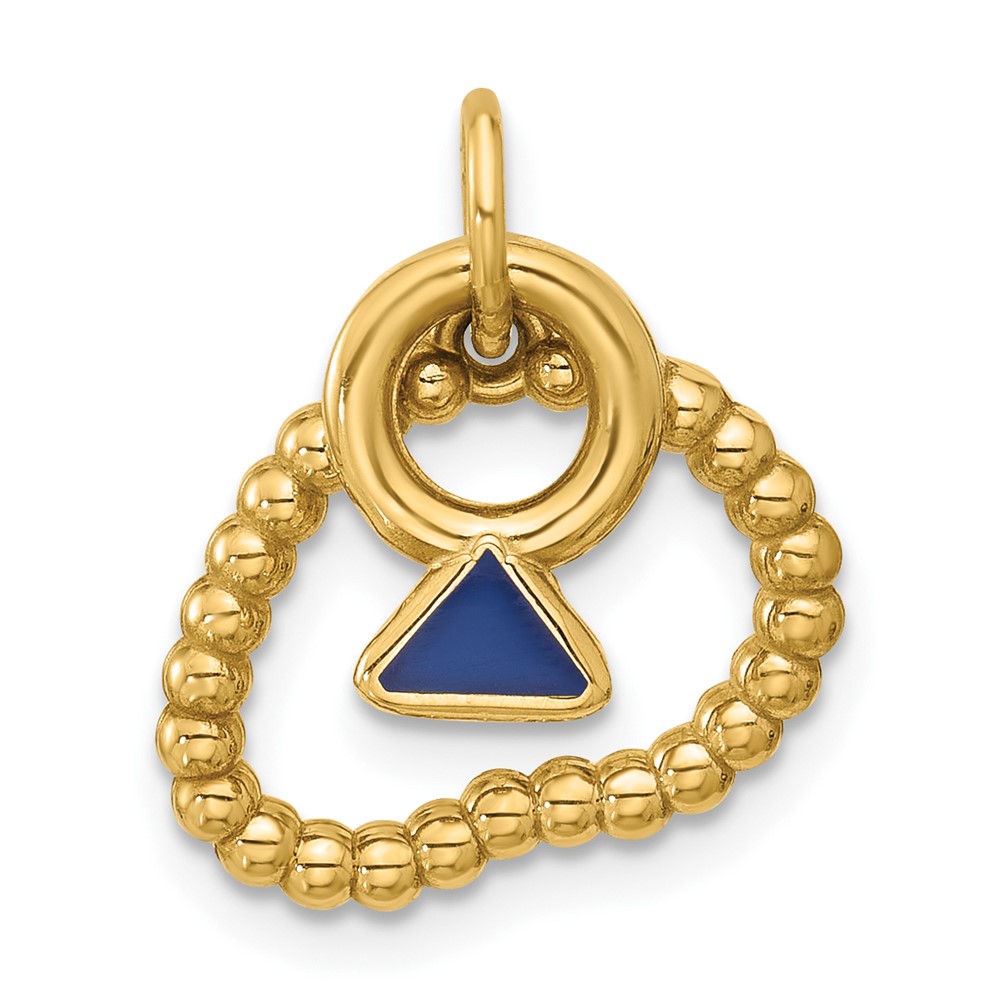 D5707.jpg 14k Beaded Necklace and Mini Enameled Ring Charm - Image 1