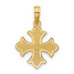 14K Polished Beaded Fleur de Lis Cross Pendant - Image 3