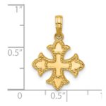 14K Polished Beaded Fleur de Lis Cross Pendant - Image 4