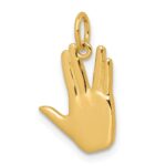 14K Polished Live Long and Prosper Hand Pendant - Image 4