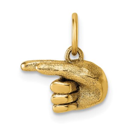 14K American Sign Language Alphabet Fingerspelling Sign G Pendant
