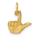 14K American Sign Language Alphabet Fingerspelling Sign L Pendant