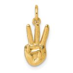 14K American Sign Language Alphabet Fingerspelling Sign W Pendant